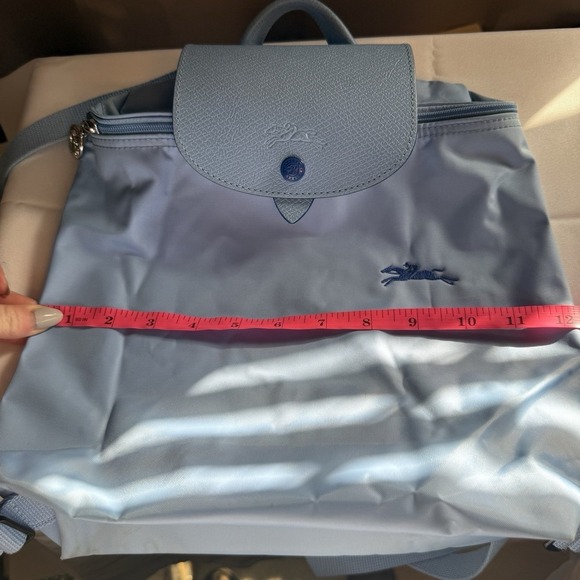 Longchamp Le Pillage Sac A Dos Nylon Leather Small Backpack Purse Bag Light Blue - Picture 11 of 14